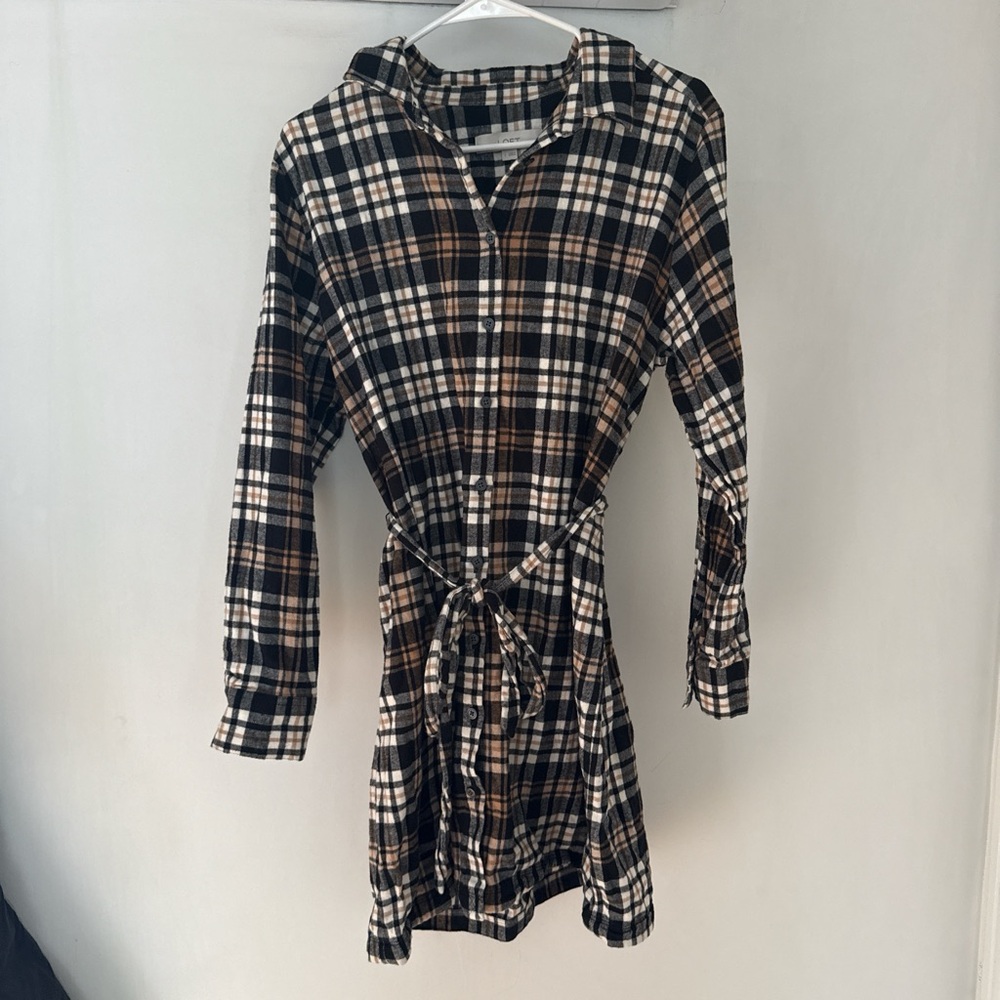 LOFT Plaid Flannel Shirt Dress